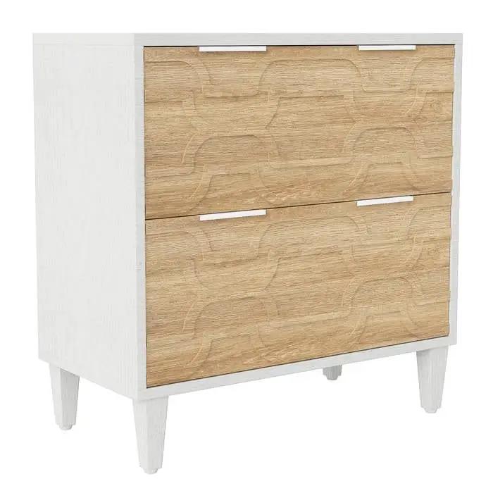 Modern Natural/White Wood 2 Drawer Filing Cabinet Printer Stand by HomePacific