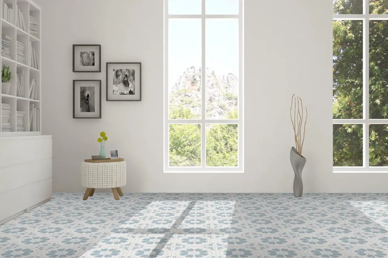 Kenzzi Tamensa Matte Porcelain Tiles 8x8 in a finished room