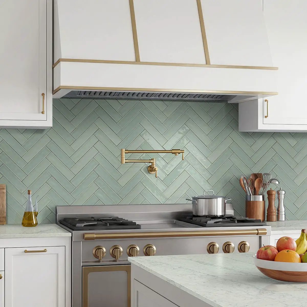 Olive 4x4 Glossy Ceramic Mosaics by MSI Surfaces