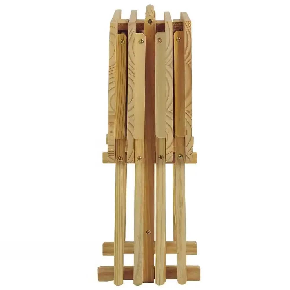 Set of 4 - Solid Wood Folding TV Tray Table Set with Stand in Natural Finish by HomePacific