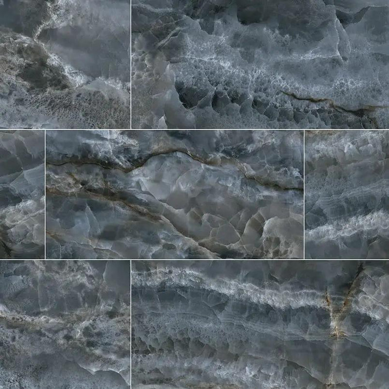 Exotika Tourmaline Polished Marble Look Porcelain Tiles 24x48 close up