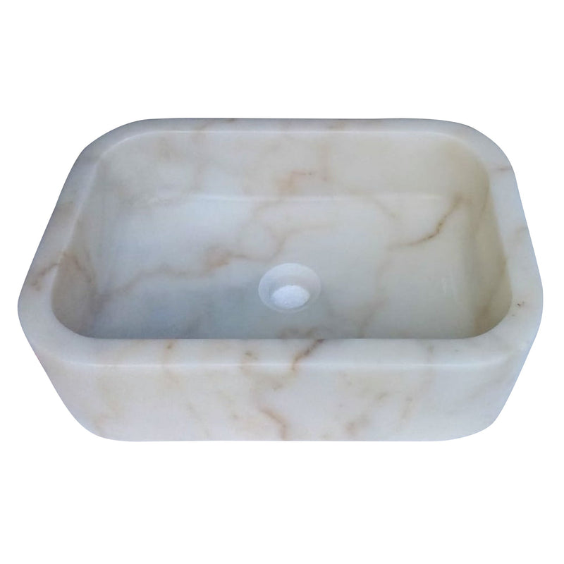 European Sugar Marble Rectangular Farmhouse Sink Semi-Polished (W)12.5" (L)18" (H)5" by GobekDesign