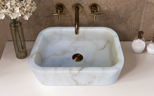 European Sugar Marble Rectangular Farmhouse Sink Artisan Semi-Polished 12.5x18x5
