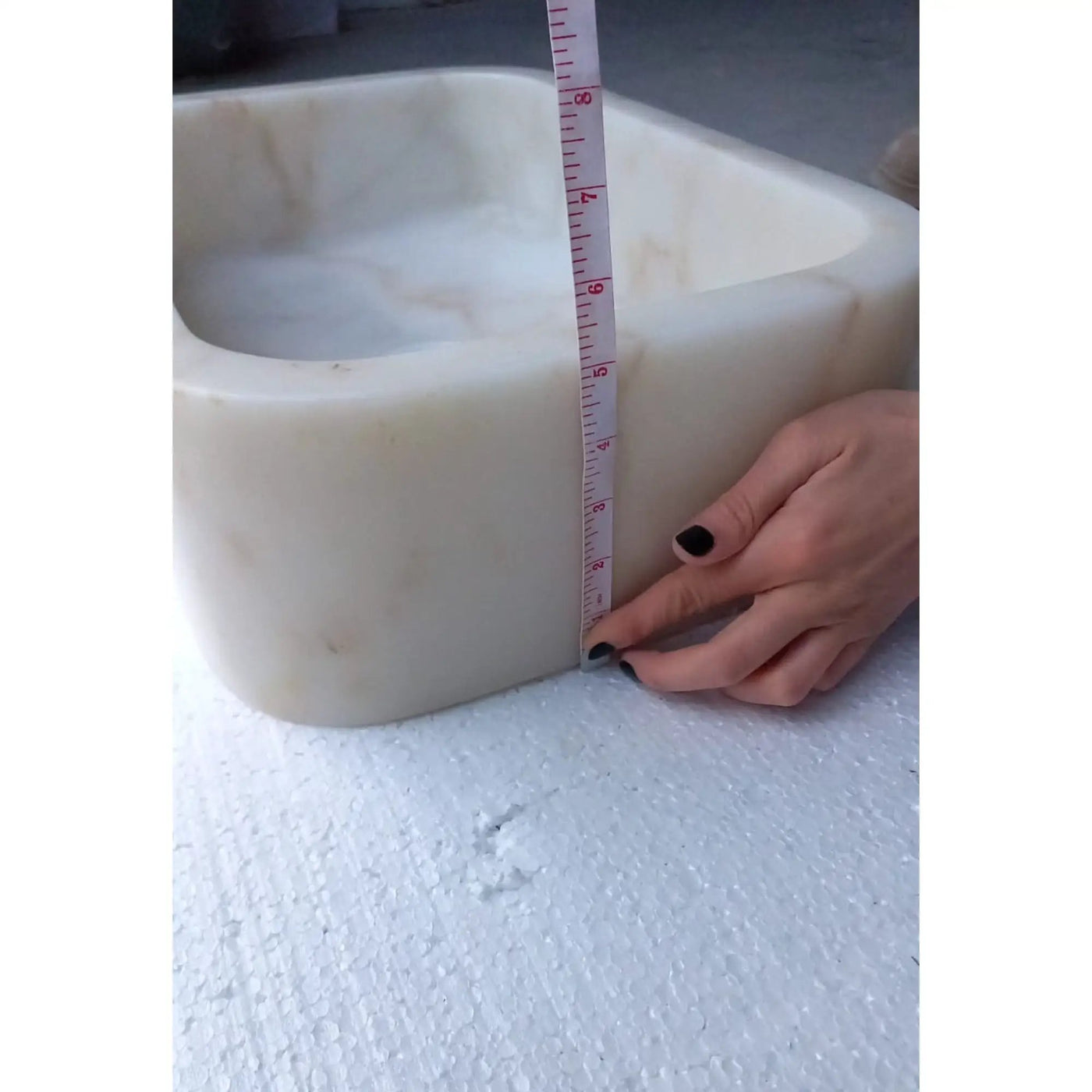 European Sugar Marble Rectangular Farmhouse Sink Artisan Semi-Polished 12.5x18x5 by GobekDesign