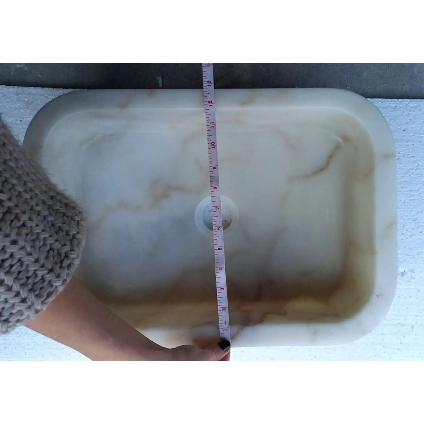 European Sugar Marble Rectangular Farmhouse Sink Artisan Semi-Polished 12.5x18x5 by GobekDesign