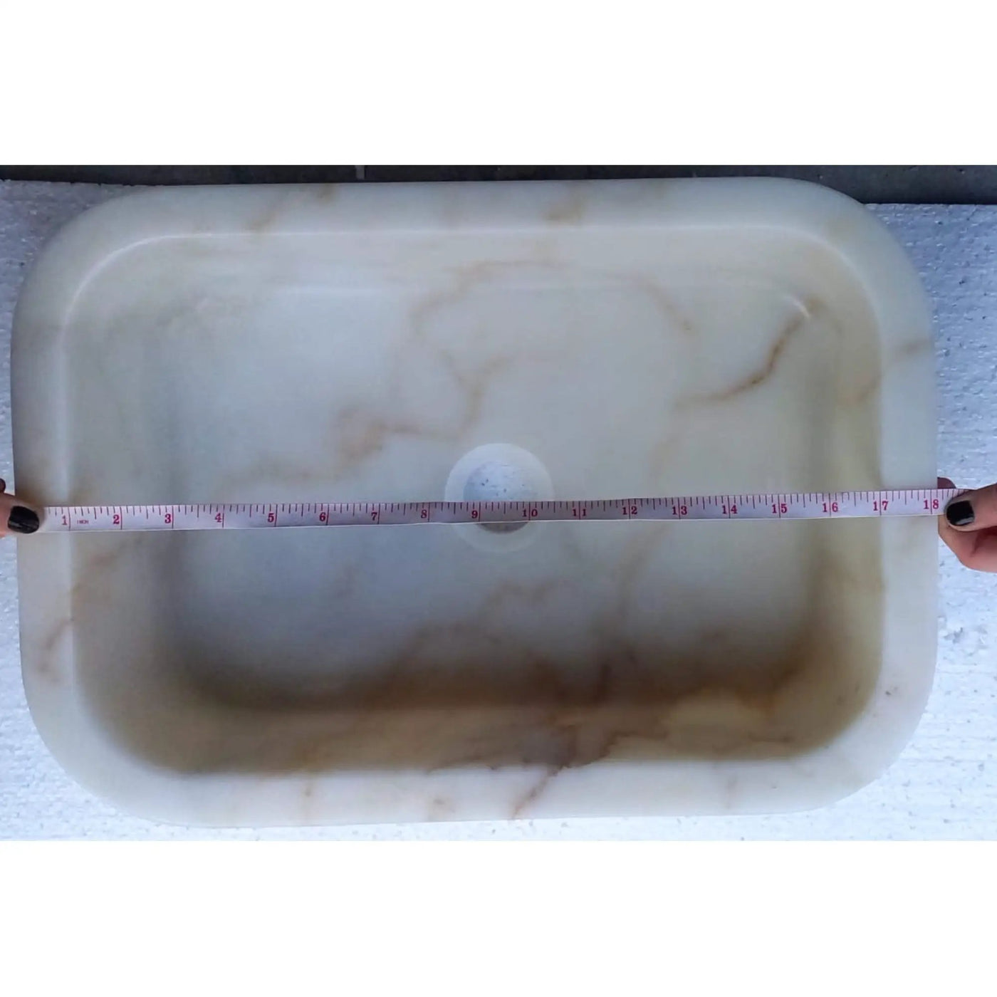 European Sugar Marble Rectangular Farmhouse Sink Artisan Semi-Polished 12.5x18x5 by GobekDesign