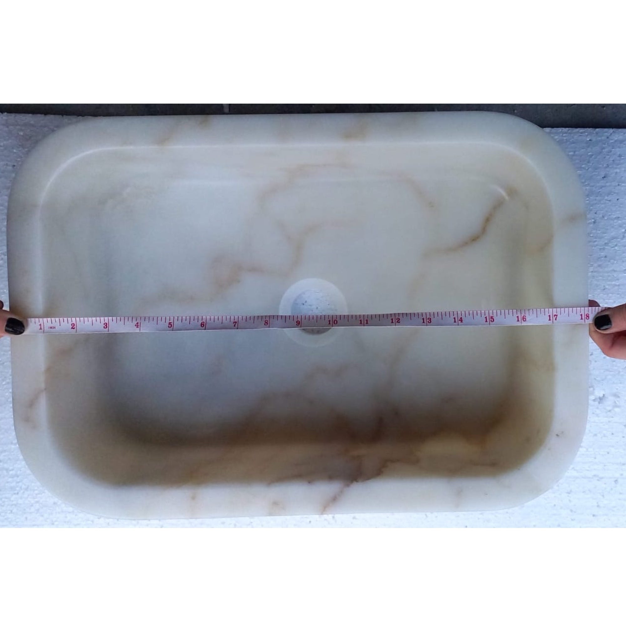 European Sugar Marble Rectangular Farmhouse Sink Semi-Polished (W)12.5" (L)18" (H)5" by GobekDesign