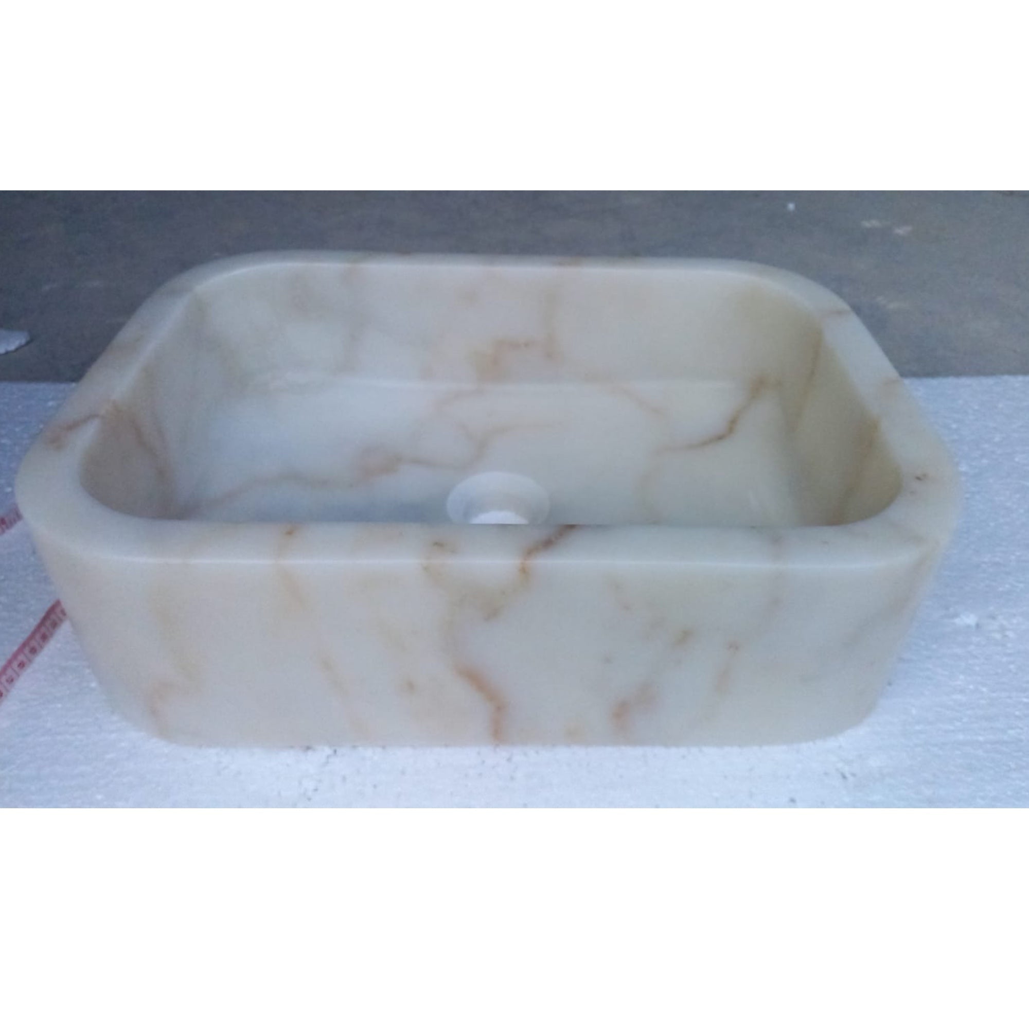 European Sugar Marble Rectangular Farmhouse Sink Semi-Polished (W)12.5" (L)18" (H)5" by GobekDesign
