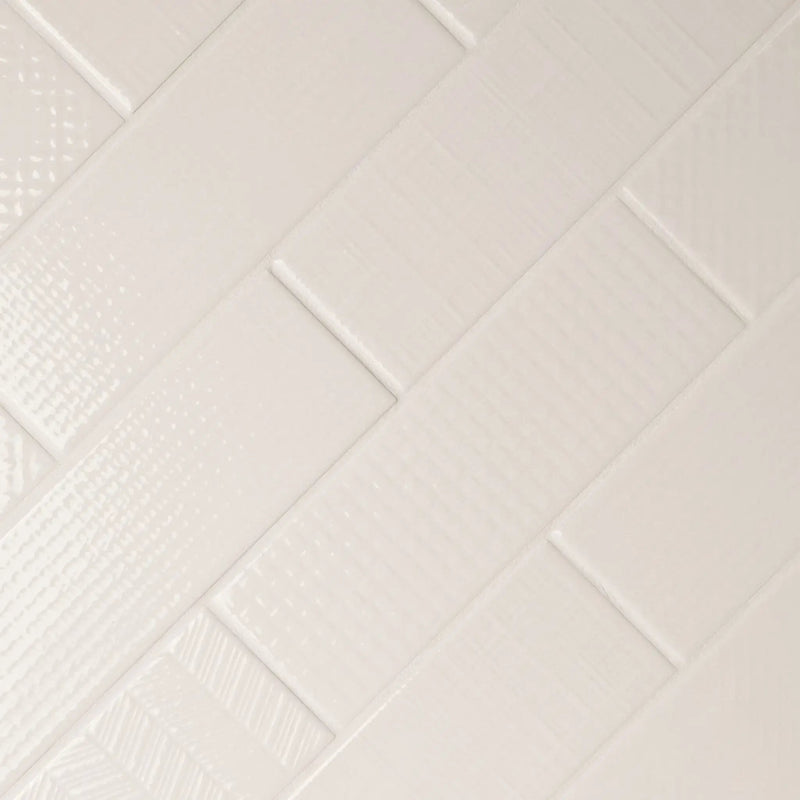 Urbano Crema Tile Glossy Bullnose Ceramic Mosaics 4x12 angled view
