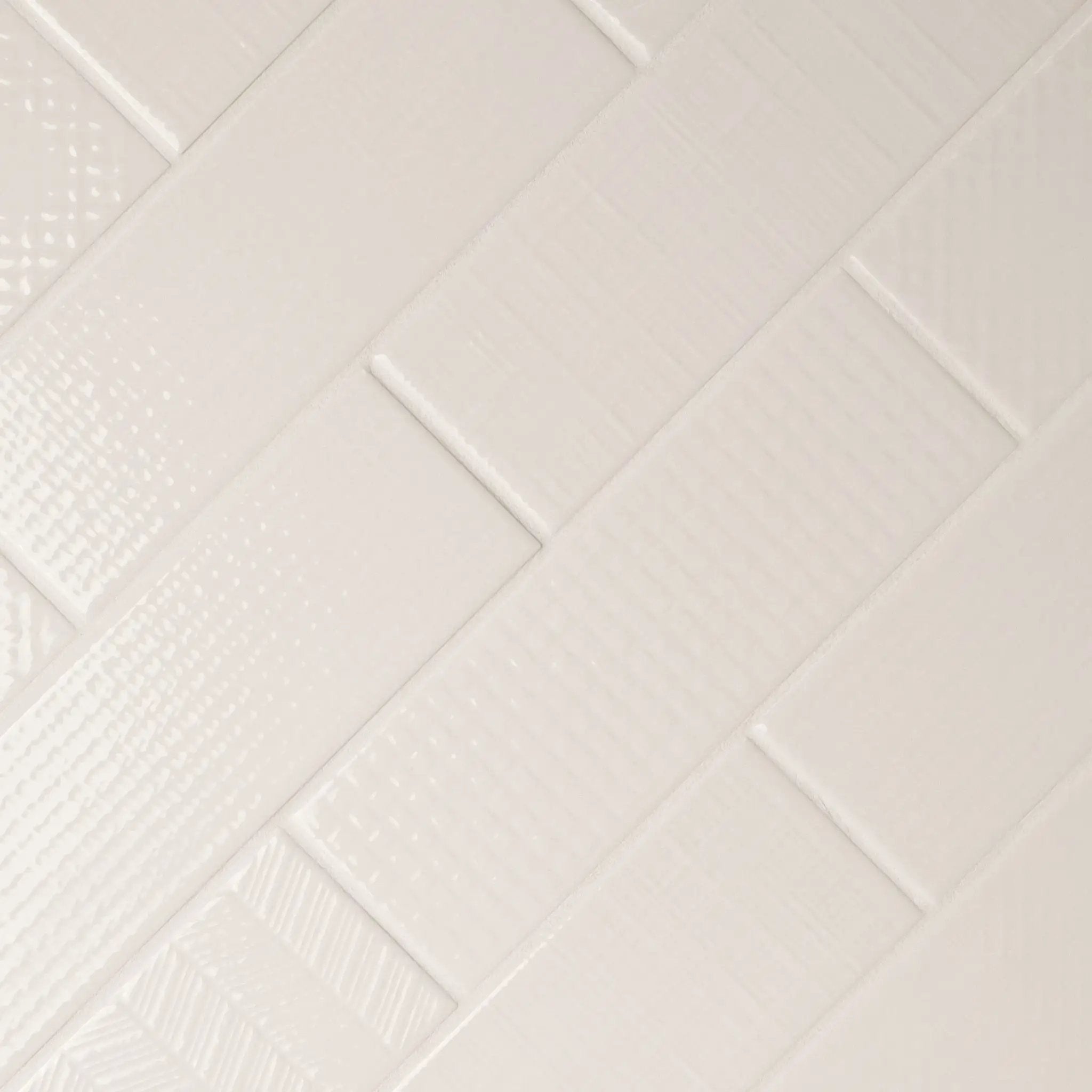 Urbano Crema Tile Glossy Ceramic Mosaics 4x12 2 angled view