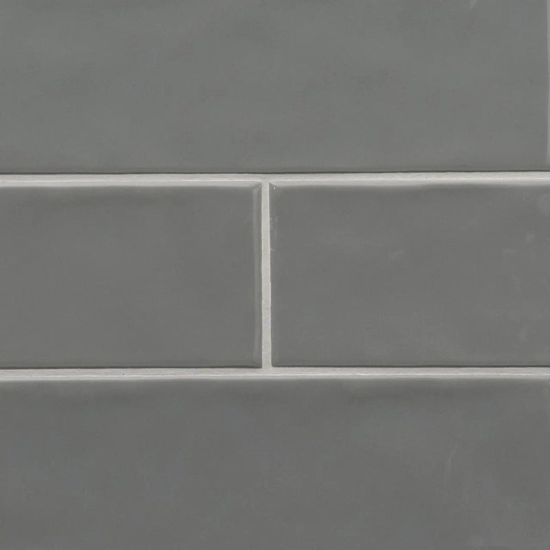 Urbano Graphite Tile Glossy Bullnose Ceramic Mosaics 4x12 close up
