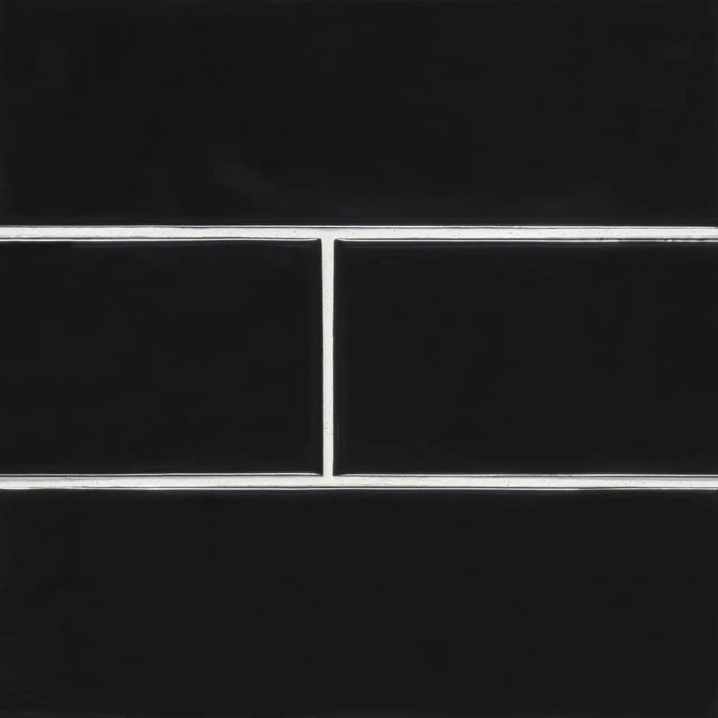 Urbano Ink Tile Glossy Ceramic Mosaics 4x12 close up