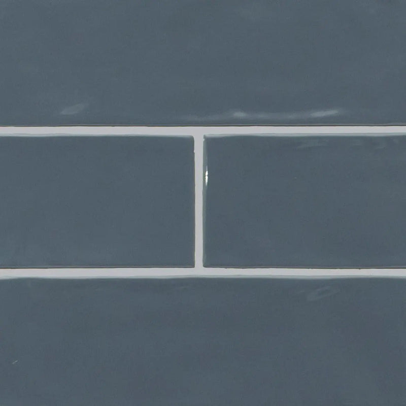 Urbano Navy Glossy Ceramic Mosaics 4x12 close up