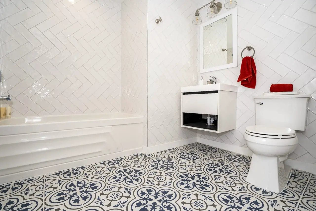 Urbano Pure Subway Tile Glossy Bullnose Ceramic Mosaics 4x12 in a finished room