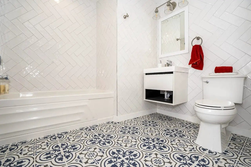 Kenzzi Zanzibar Matte Porcelain Tiles 8x8 in a finished room