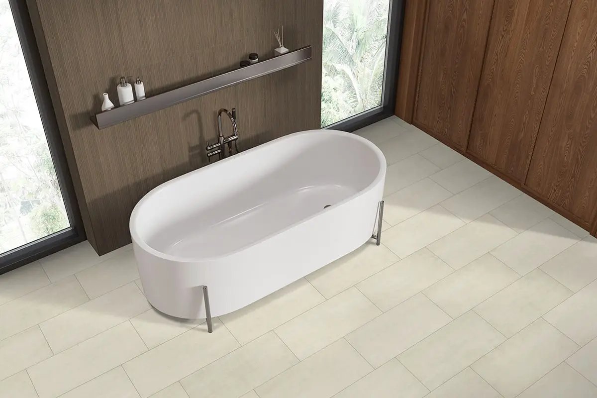 Urbanslat Tawny Matte Ceramic Mosaics 16x48 in a finished room