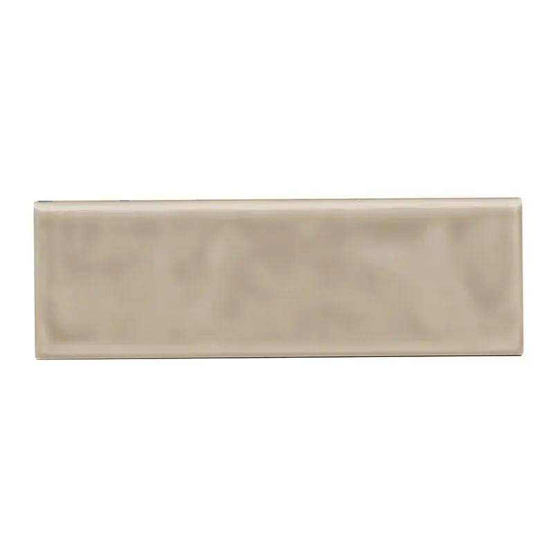 Urbano Warm Concrete Tile Glossy Bullnose Ceramic Mosaics 4x12 close up
