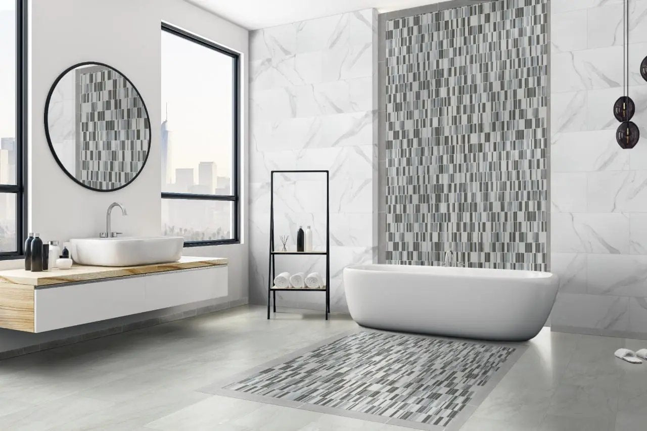 Medici Gold Pattern Metal Mosaics in a finished room