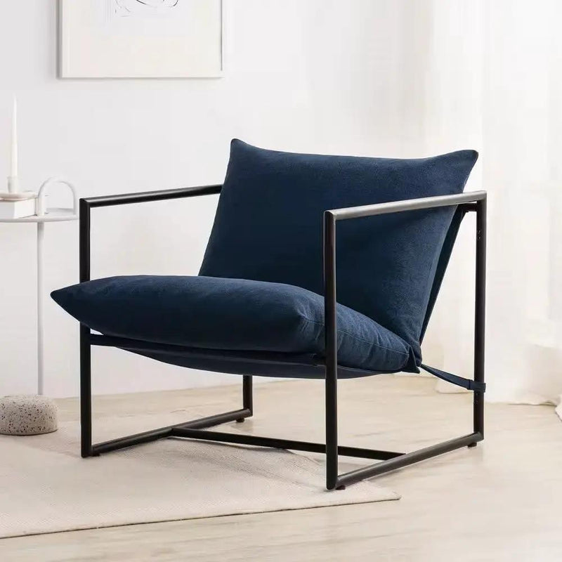 Modern Navy Blue Upholstered Accent Chair with Metal Frame by HomePacific