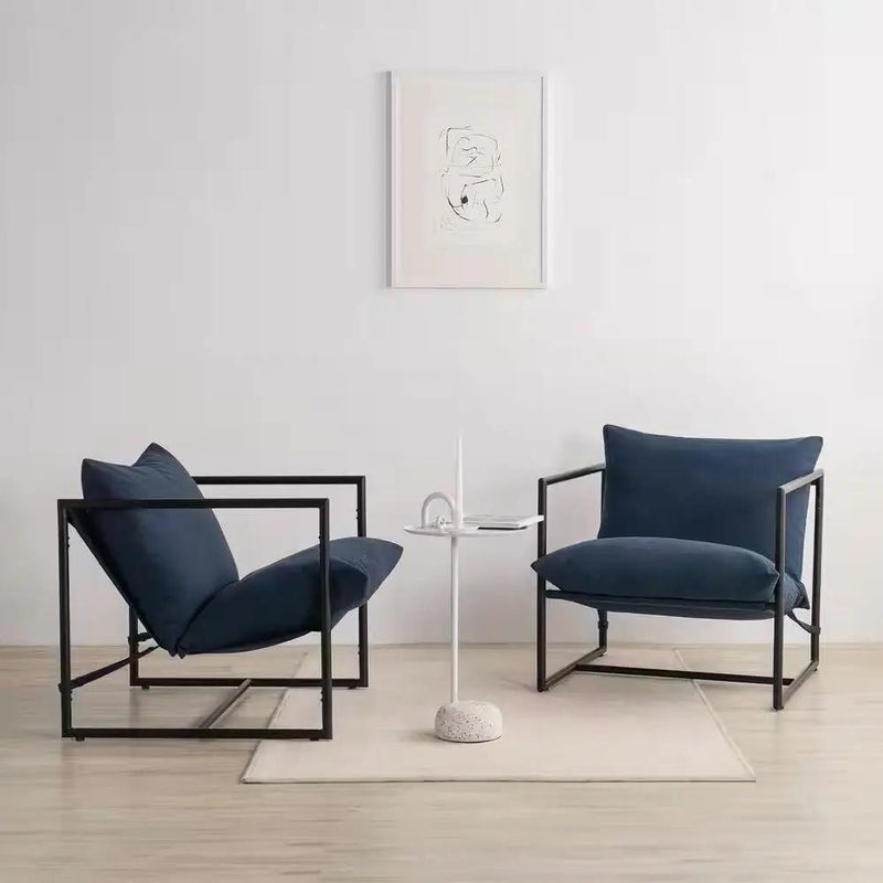Modern Navy Blue Upholstered Accent Chair with Metal Frame by HomePacific