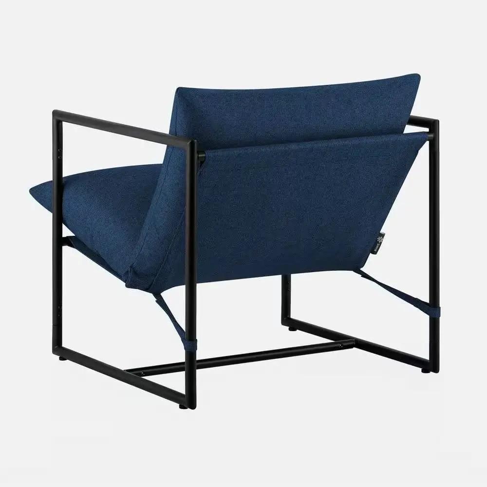 Modern Navy Blue Upholstered Accent Chair with Metal Frame by HomePacific
