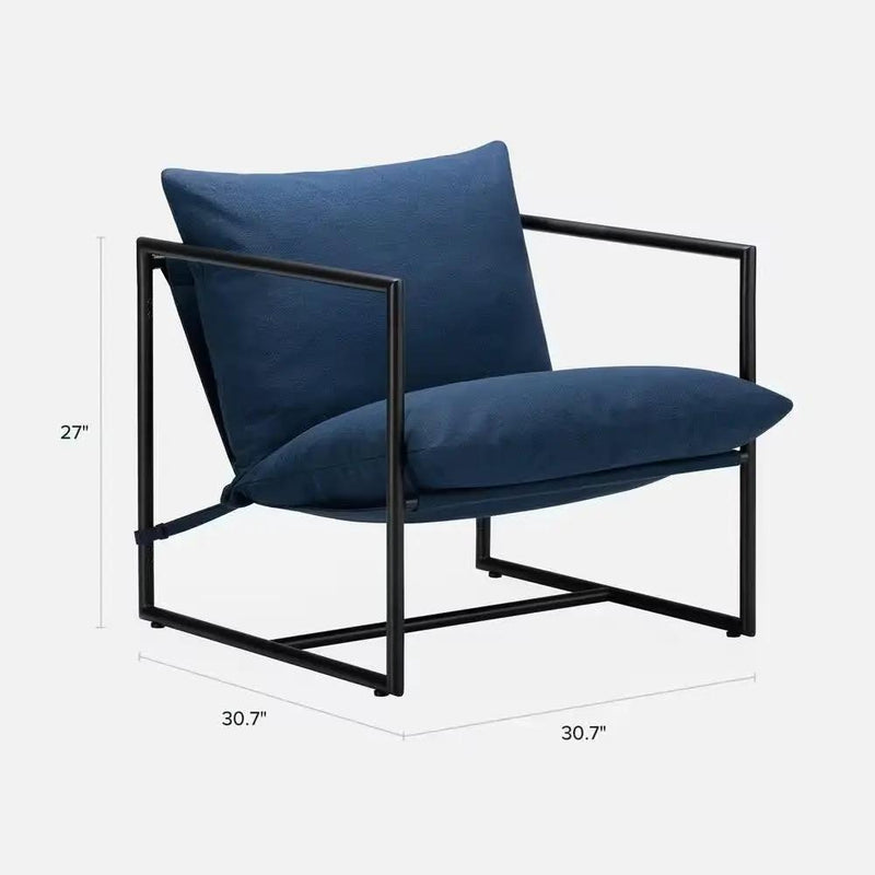 Modern Navy Blue Upholstered Accent Chair with Metal Frame by HomePacific