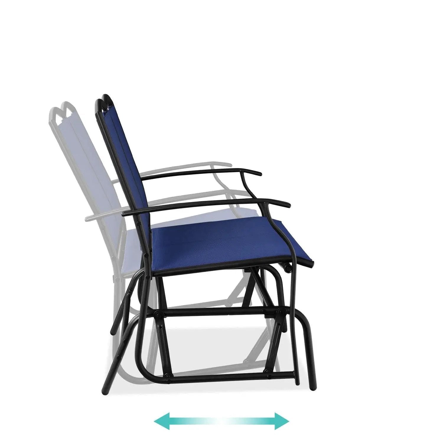 2 Seat Mesh Patio Loveseat Swing Glider Rocker with Armrests in Navy Blue by HomePacific