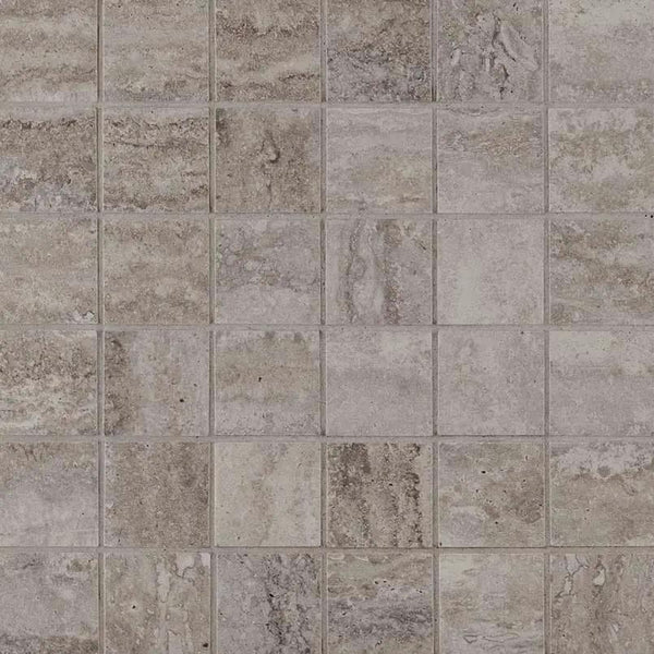 Veneto Gray Matte Travertine Look Porcelain Mosaics 2x2