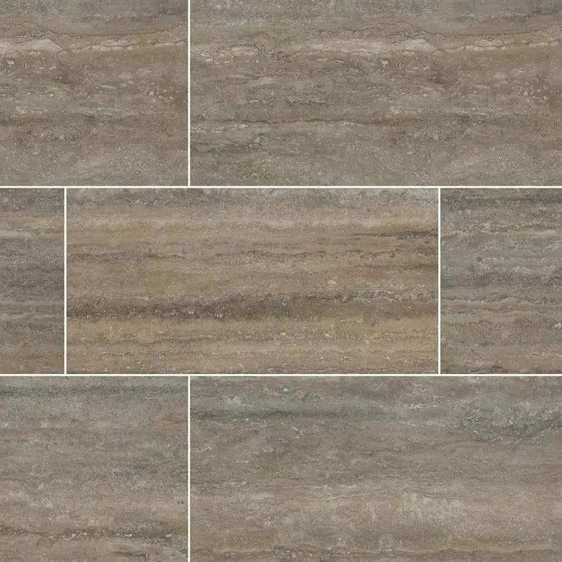 Veneto Noce Matte Travertine Look Porcelain Tiles 12x24 by MSI Surfaces