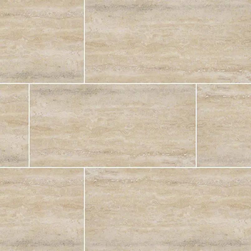 Veneto Sand Matte Travertine Look Porcelain Tiles 12x24 close up