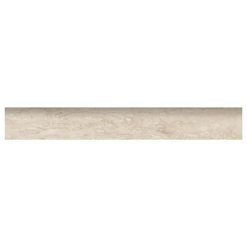 Veneto White Matte Bullnose Travertine Look Porcelain Moldings 3x24 close up