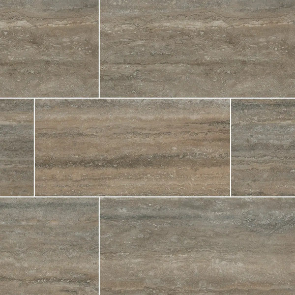 Veneto Noce Matte Bullnose Travertine Look Porcelain Moldings 3x24