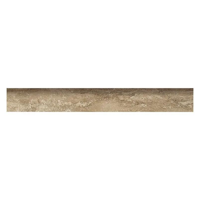 Veneto Noce Polished Bullnose Travertine Look Porcelain Moldings 3x18 close up