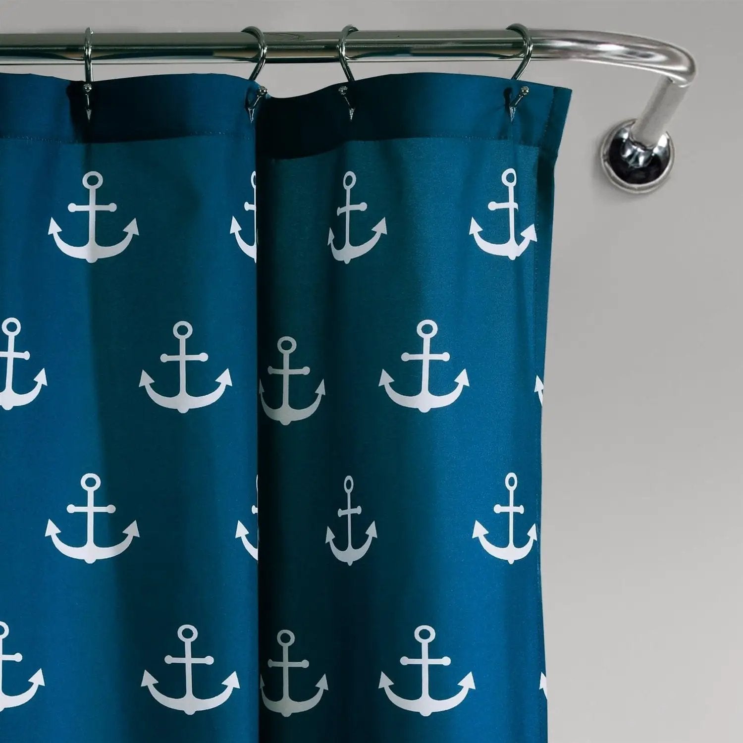 72-inch Navy White Nautical Anchor Polyester Shower Curtain by HomePacific