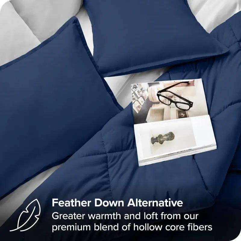 Queen size Super Soft Down Alternative Comforter Set in Navy Blue by HomePacific