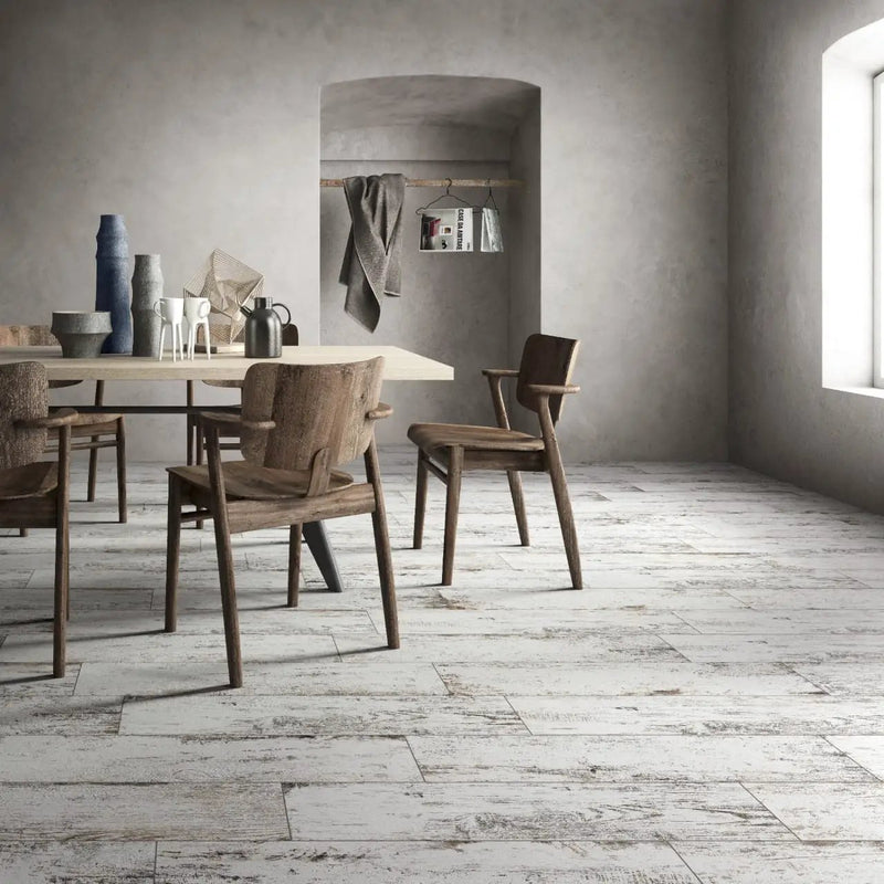 Vintage Lace Matte Porcelain Tiles 8x36 in a finished room