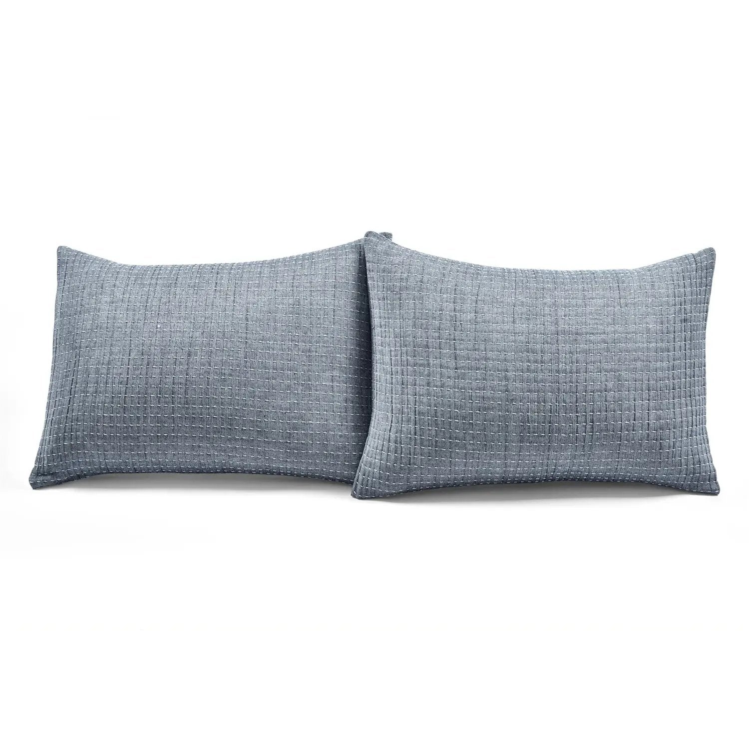 King Size 3-Piece Reversible Woven Cotton Quilt Set in Navy Cream by HomePacific