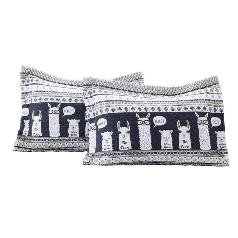 Navy White Stripes Llama Cactus Southwest 6 Piece Lightweight Daybed Cover Set by HomePacific
