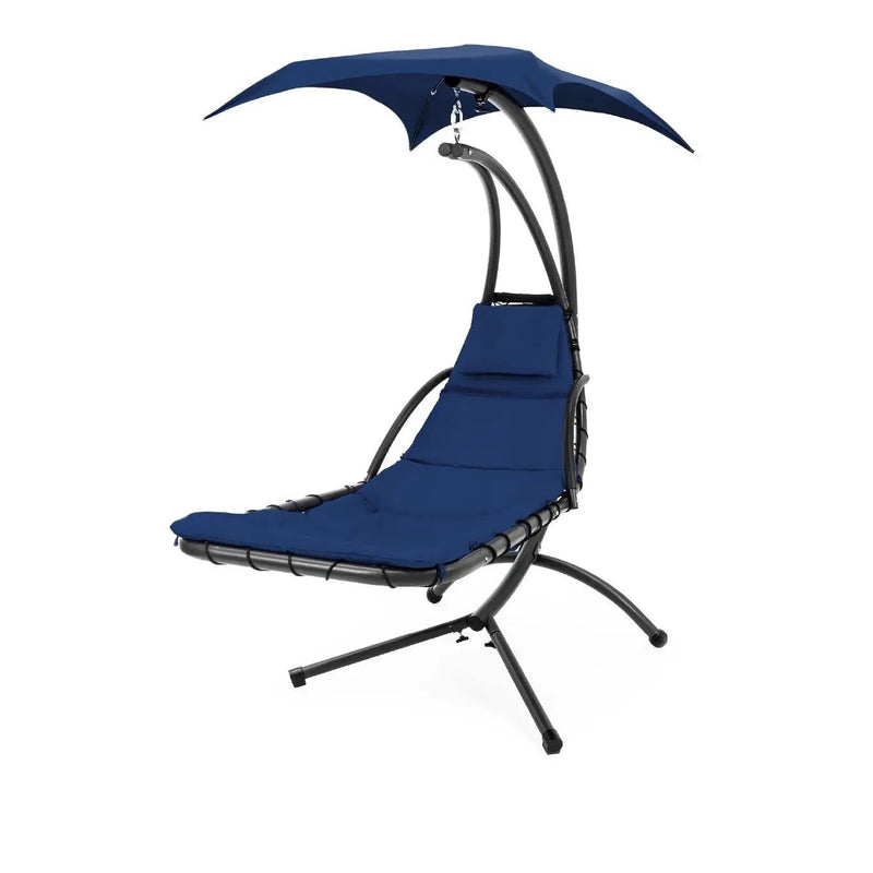 Navy Blue Single Person Sturdy Modern Chaise Lounger Hammock Chair Porch Swing by HomePacific