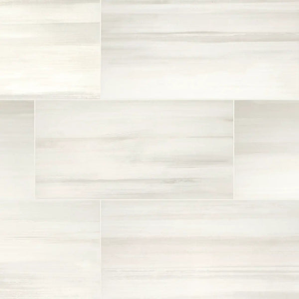Watercolor Bianco Matte Marble Look Porcelain Tiles 12x24