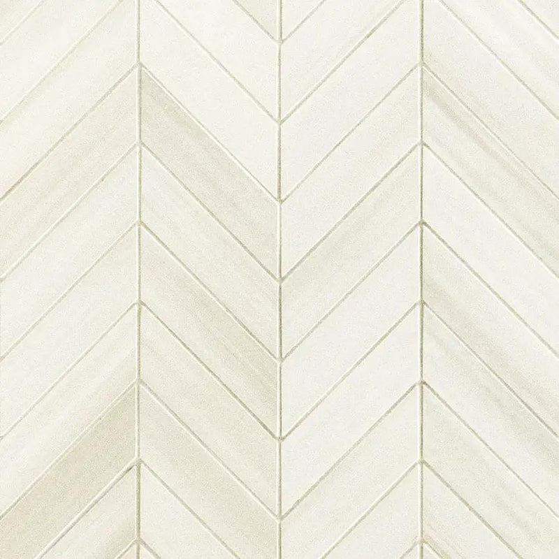 Watercolor Bianco Matte Chevron Marble Look Porcelain Mosaics 12x15 close up