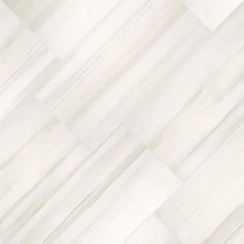 Watercolor Bianco Matte Chevron Marble Look Porcelain Mosaics 12x15 angled view
