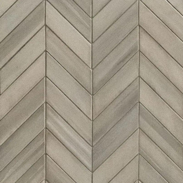 Watercolor Grigio Matte Chevron Marble Look Porcelain Mosaics 12x15