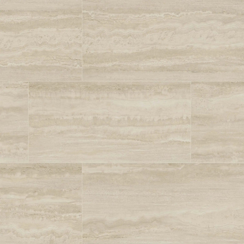Assos Matte Travertine Look Porcelain Tiles 24x48 close up