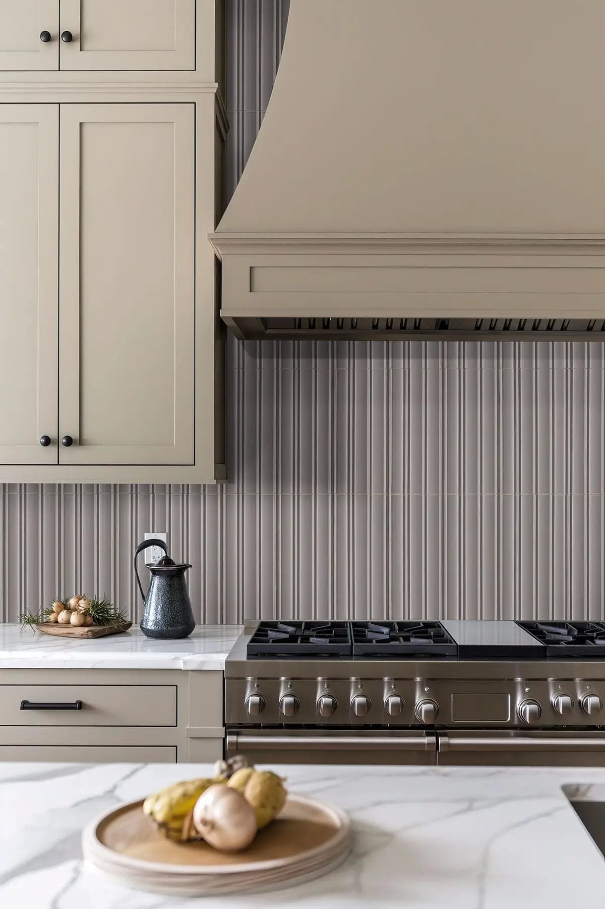 Charcoal Satin Porcelain Mosaics 7x16 in a finished room