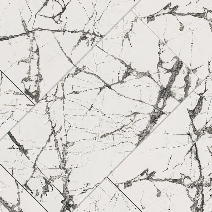 Exotika Lux Iceberg 24x48 Polished Marble Look Porcelain Tiles 48x48 angled view