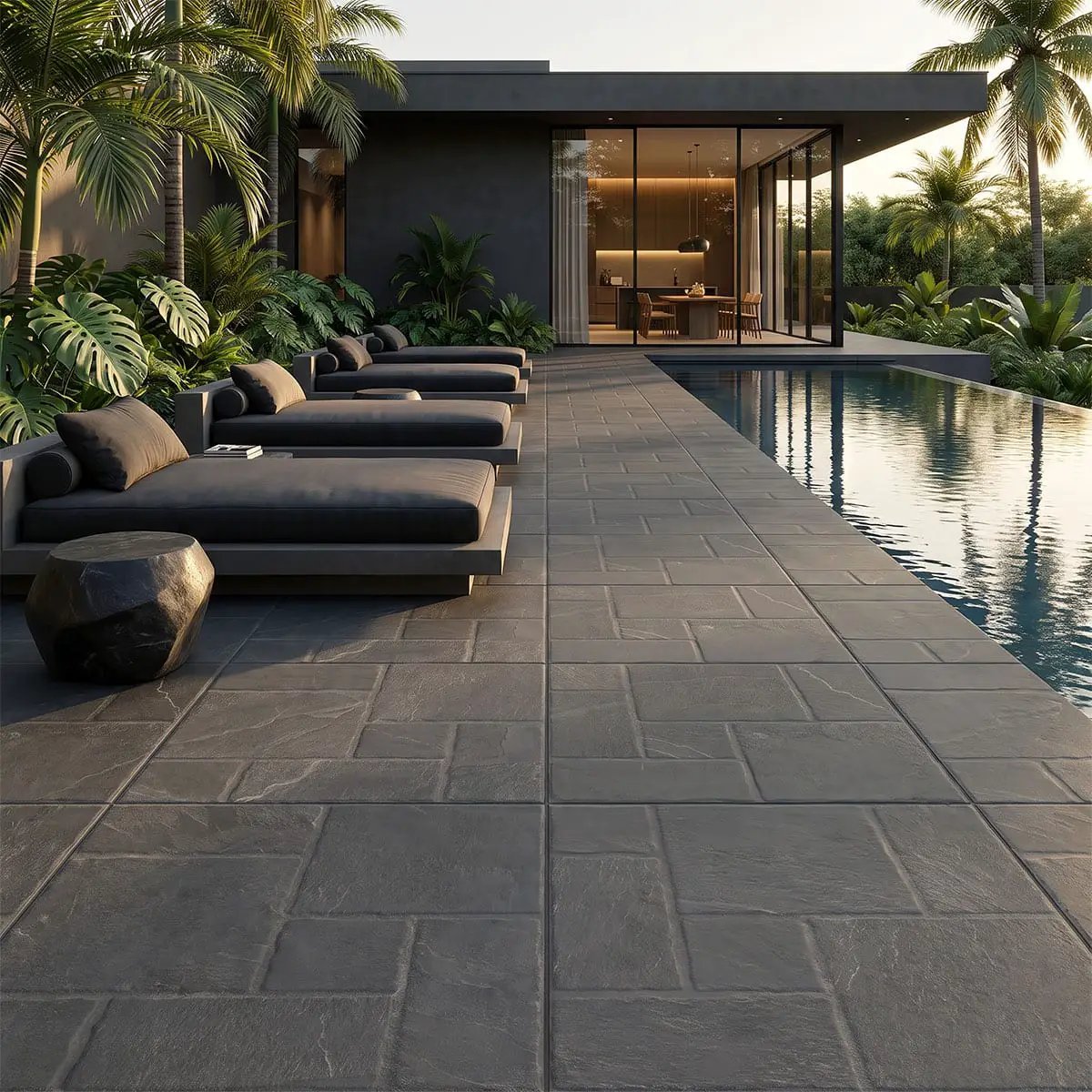 Marlu Nero Matte Slate Look Porcelain Tiles 18x18 by MSI Surfaces