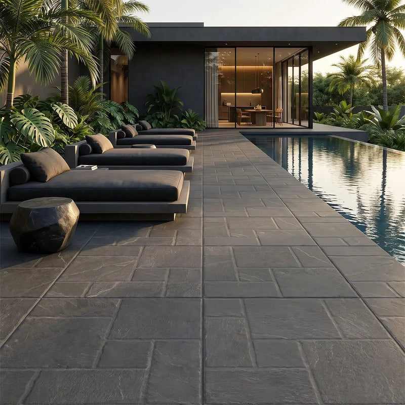 Marlu Nero Matte Slate Look Porcelain Tiles 18x18 by MSI Surfaces