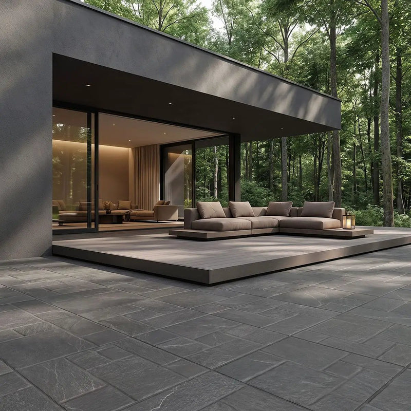 Marlu Nero Matte Slate Look Porcelain Tiles 18x18 by MSI Surfaces