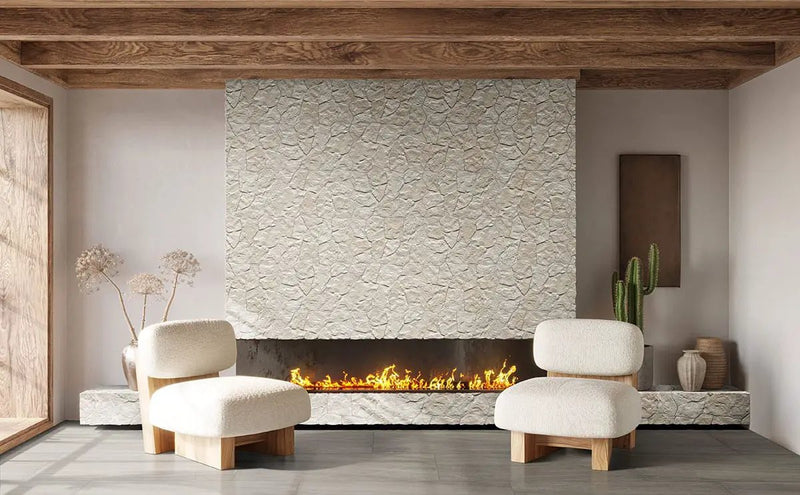 Neptune Blonde Matte Porcelain Tiles 16x24 in a finished room